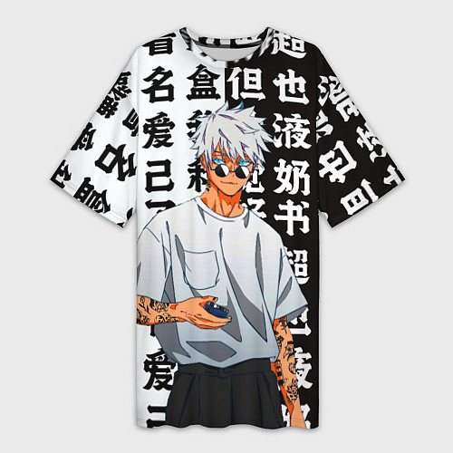 Женская длинная футболка Стильный Сатору Годжо - Магическая битва / 3D-принт – фото 1