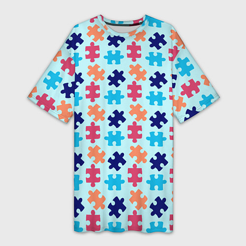 Женская длинная футболка Разноцветный пазл / 3D-принт – фото 1