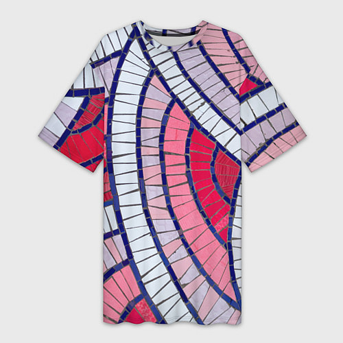 Женская длинная футболка Абстрактная белая-фиолетовая-красная текстура / 3D-принт – фото 1