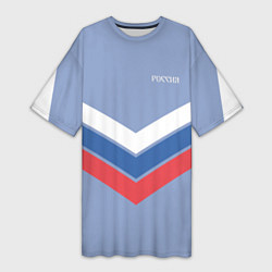 Женская длинная футболка Триколор - три полоски на голубом