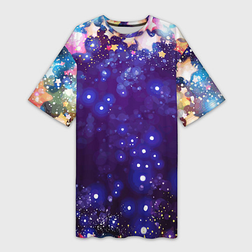 Женская длинная футболка Звездочки - космическое небо / 3D-принт – фото 1