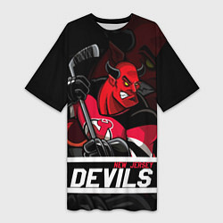 Женская длинная футболка New Jersey Devils маскот