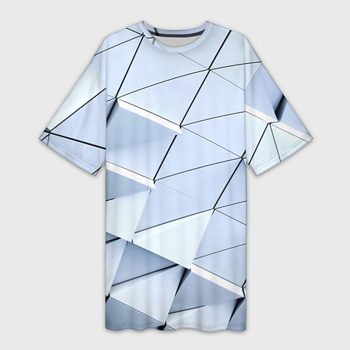 Женская длинная футболка Metalic triangle stiil / 3D-принт – фото 1