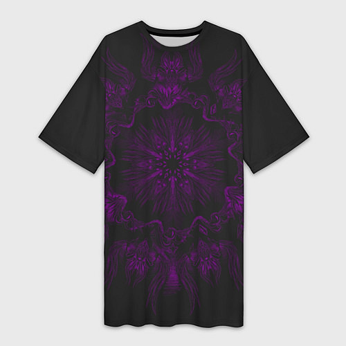 Женская длинная футболка Фиолетовый узор / 3D-принт – фото 1