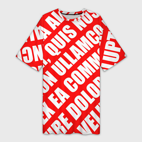 Женская длинная футболка Крупный рубленый текст Lorem Ipsum каллиграфия на / 3D-принт – фото 1
