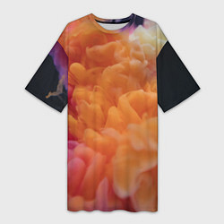 Женская длинная футболка Разноцветный дым сгустки
