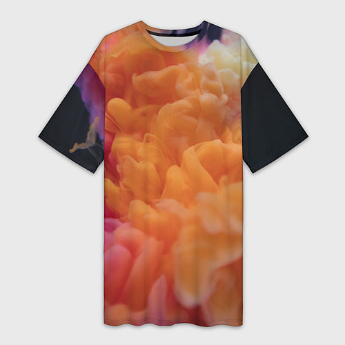 Женская длинная футболка Разноцветный дым сгустки / 3D-принт – фото 1