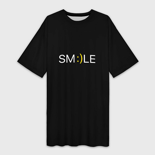 Женская длинная футболка Надпись smile / 3D-принт – фото 1