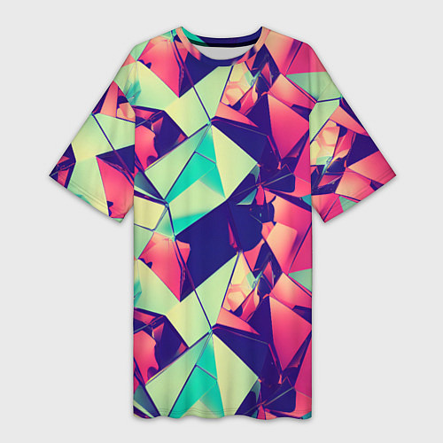 Женская длинная футболка Нейро геометрический паттерн / 3D-принт – фото 1