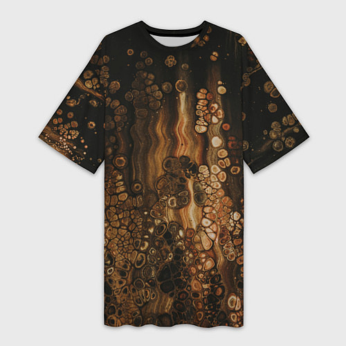 Женская длинная футболка Тёмные камни и тёмные краски в воде / 3D-принт – фото 1