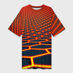 Женская длинная футболка Honeycomb yellow cyber