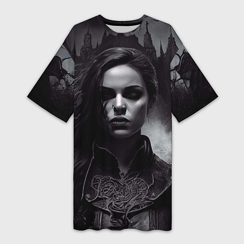 Женская длинная футболка Готическая девушка Аливера / 3D-принт – фото 1