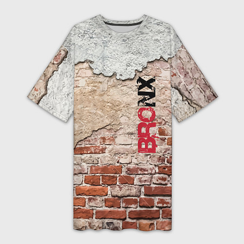 Женская длинная футболка Старая кирпичная стена - Бронкс / 3D-принт – фото 1