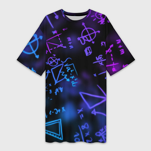 Женская длинная футболка Неоновые формулы / 3D-принт – фото 1