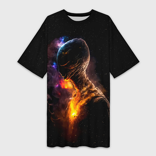 Женская длинная футболка Инопланетянин в космическом пространстве / 3D-принт – фото 1