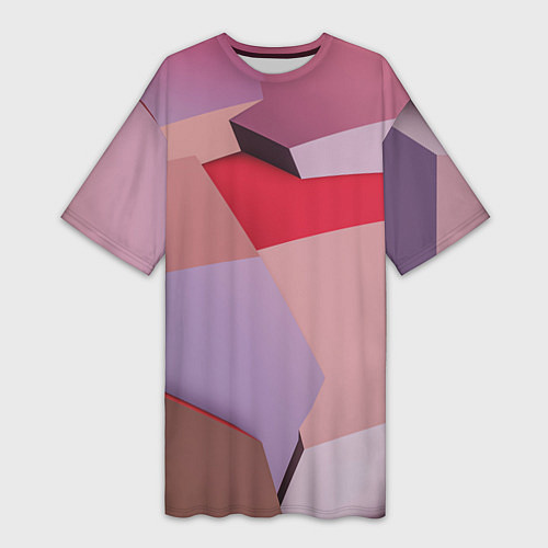 Женская длинная футболка Розовое абстрактное множество кубов / 3D-принт – фото 1