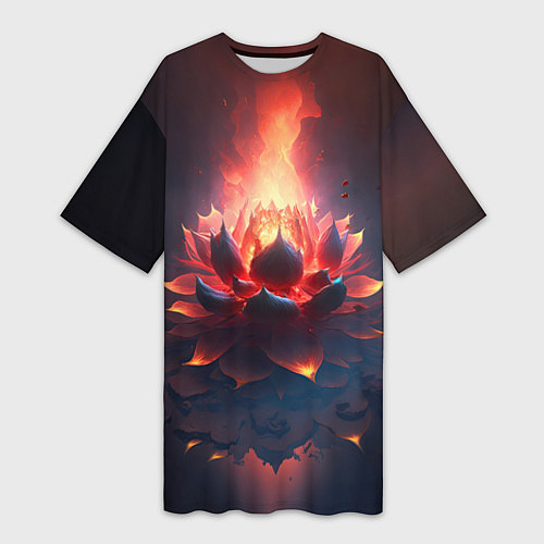 Женская длинная футболка Огненный лотус / 3D-принт – фото 1