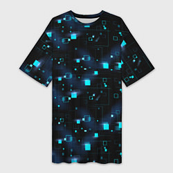 Женская длинная футболка Светящиеся неоновые квадраты