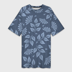 Женская длинная футболка Цветочный набор с насекомыми