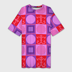 Женская длинная футболка Цветной круг и круг из точек