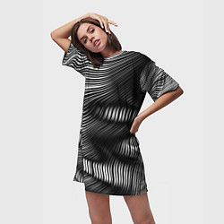 Футболка женская длинная Оптические волны, цвет: 3D-принт — фото 2