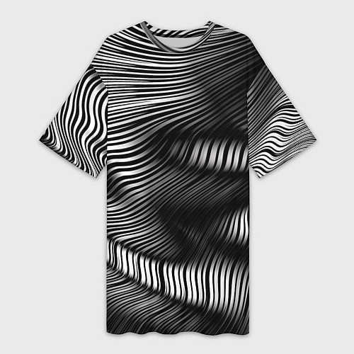 Женская длинная футболка Оптические волны / 3D-принт – фото 1