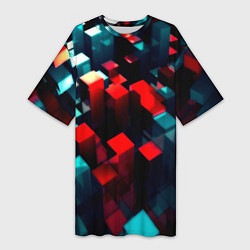 Футболка женская длинная Digital abstract cube, цвет: 3D-принт