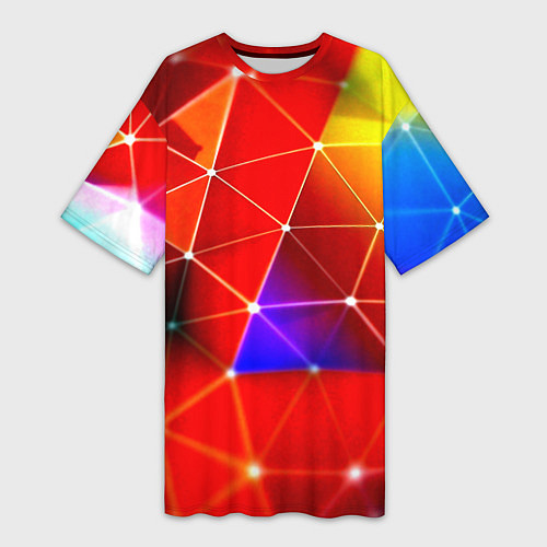 Женская длинная футболка Digital triangle abstract / 3D-принт – фото 1