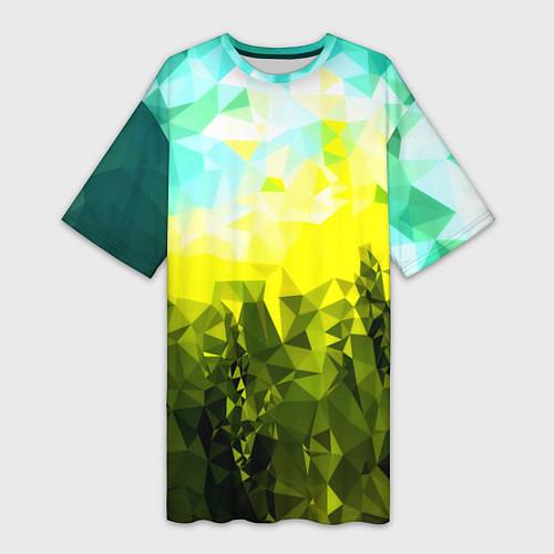 Женская длинная футболка Green abstract colors / 3D-принт – фото 1