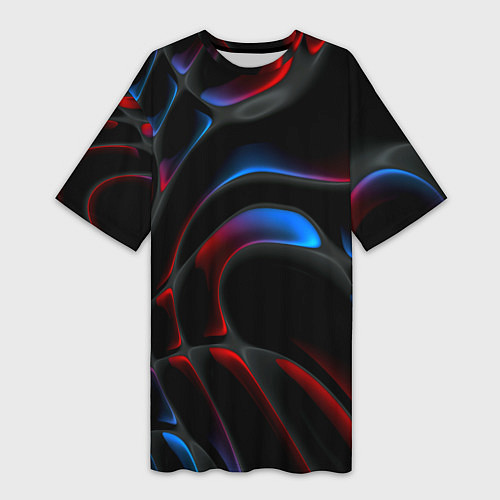 Женская длинная футболка Neon colors drops of liquid / 3D-принт – фото 1