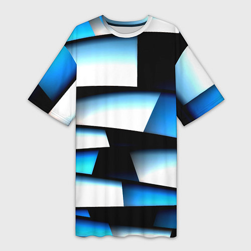 Женская длинная футболка Решетка из линий и полос / 3D-принт – фото 1