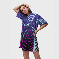 Футболка женская длинная Динамичная неоновая спираль, цвет: 3D-принт — фото 2