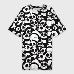 Женская длинная футболка Чёрно-белые панды