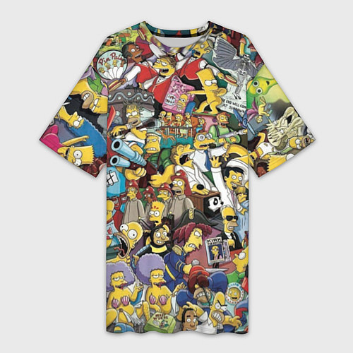 Женская длинная футболка Simpsonhistory / 3D-принт – фото 1