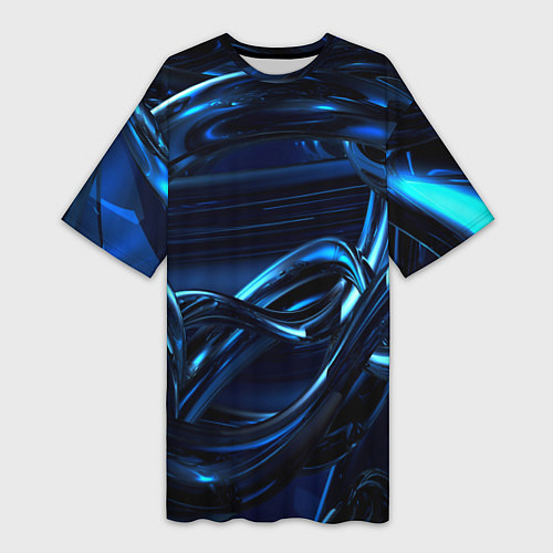Женская длинная футболка Фрактальный узор волны / 3D-принт – фото 1