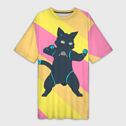 Женская длинная футболка Hi-Fi Rush Cat