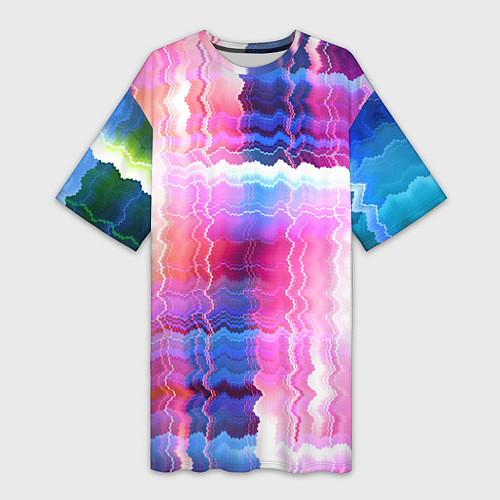 Женская длинная футболка Абстрактные линии сайфай / 3D-принт – фото 1