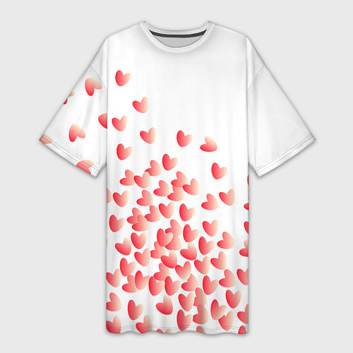 Женская длинная футболка Падающие сердечки / 3D-принт – фото 1