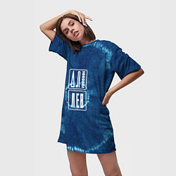 Футболка женская длинная Знак Лев на фоне тай-дай, цвет: 3D-принт — фото 2