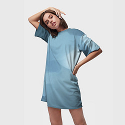 Футболка женская длинная Синий туман, цвет: 3D-принт — фото 2