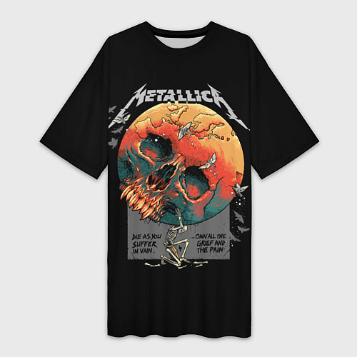 Женская длинная футболка Metallica - Металлика / 3D-принт – фото 1