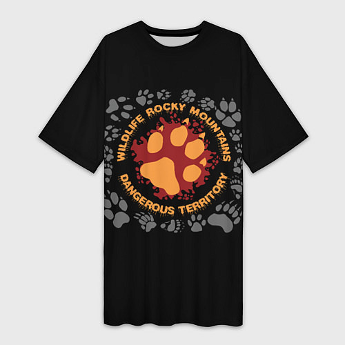 Женская длинная футболка След волчий / 3D-принт – фото 1