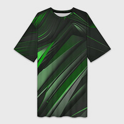 Женская длинная футболка Green black abstract