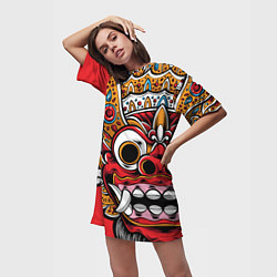 Футболка женская длинная Barong - Bali - tattoo, цвет: 3D-принт — фото 2