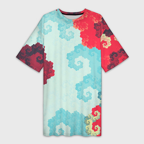 Женская длинная футболка Пиксельный цветочный паттерн / 3D-принт – фото 1