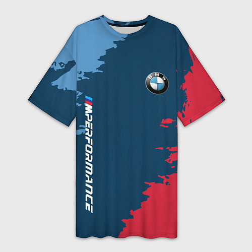 Женская длинная футболка BMW m performance grunge / 3D-принт – фото 1