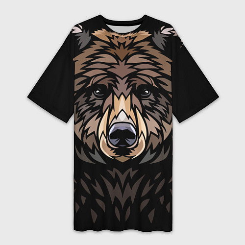 Женская длинная футболка Медведь в этническом стиле / 3D-принт – фото 1