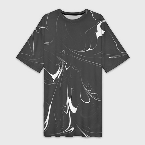 Женская длинная футболка Черно-белый узор / 3D-принт – фото 1