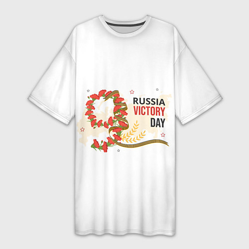 Женская длинная футболка 9 мая - russia victory day / 3D-принт – фото 1
