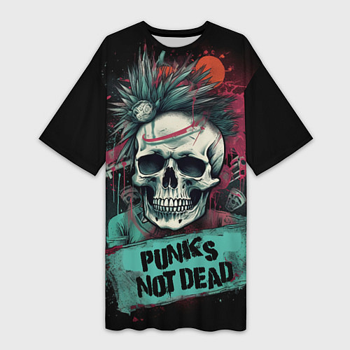 Женская длинная футболка Punks not dead / 3D-принт – фото 1